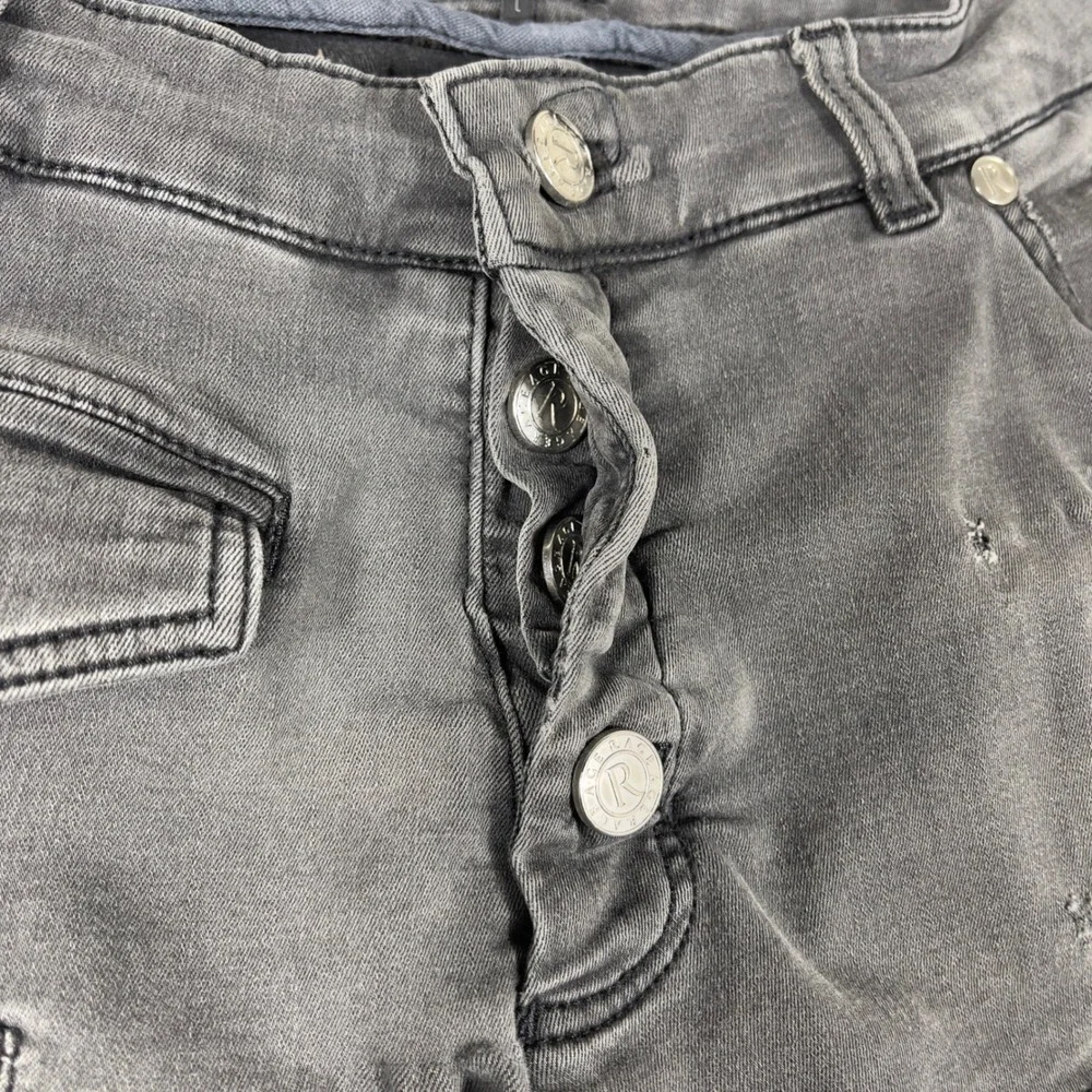 Rage Age Distressed Patchwork Jeans Mens L 31x29 Grey Slim Fit Button Fly